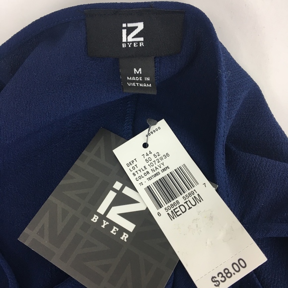 Iz Byer Cold Shoulder Navy Blue Top Sz Medium - Picture 7 of 8